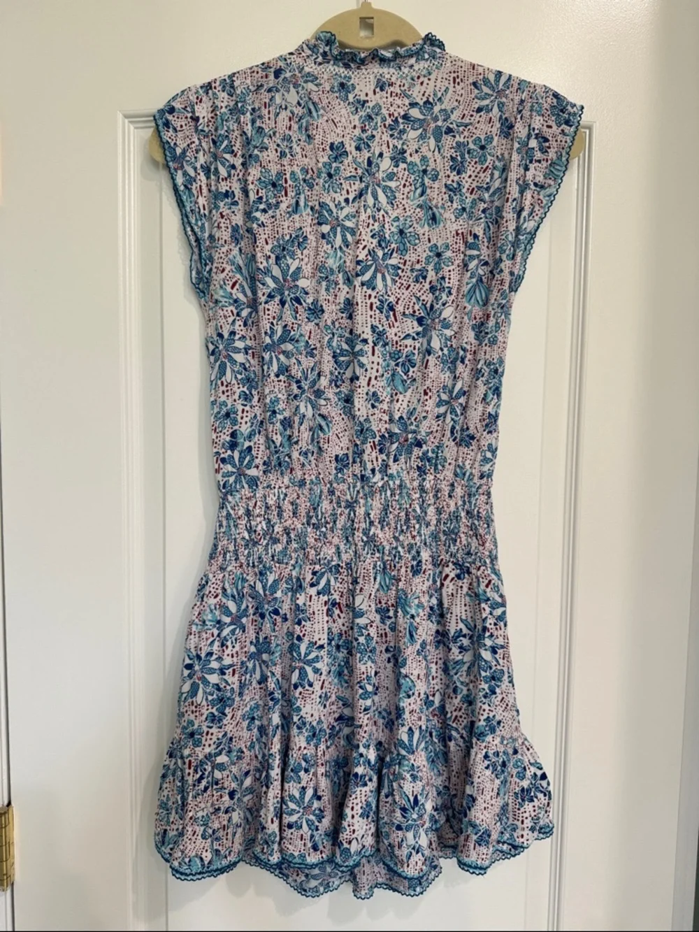 Poupette St. Barth Blue and Pink Floral Mini Dress